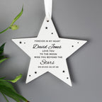 Personalised Miss You Beyond The Stars Wooden Star Decoration for Christmas