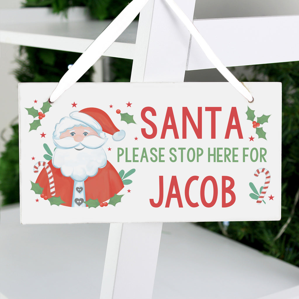 Personalised Santa Stop Here Wooden Sign -  - Inspired Creative Gifts