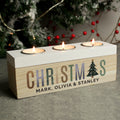 Personalised Christmas Tree Triple Tea Light Box for Christmas