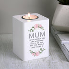 Personalised Abstract Rose White Wooden Tea light Holder | Candles & Reed Diffusers