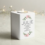 Personalised Abstract Rose White Wooden Tea light Holder | Candles & Reed Diffusers