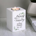 Personalised In Loving Memory White Wooden Tea light Holder for Memorial