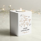 Personalised Light Up My Life White Wooden Tea light Holder | Candles & Reed Diffusers