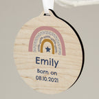 Personalised Pink Rainbow Round Wooden Decoration | Hanging Decorations & Signs | Inspired Creative Gifts