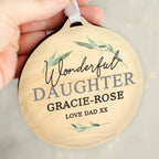 Personalised Leaf Decor Round Wooden Decoration | Hanging Decorations & Signs