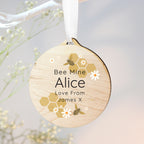 Personalised Bee Round Wooden Decoration | Hanging Decorations & Signs