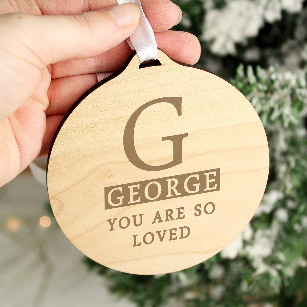 Personalised Initial Round Wooden Decoration | Hanging Decorations & Signs | Inspired Creative Gifts