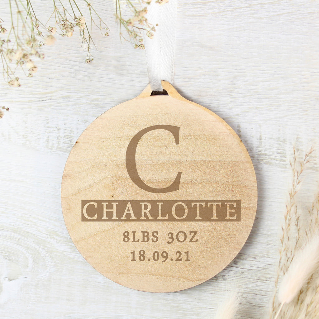 Personalised Initial Round Wooden Decoration | Hanging Decorations & Signs | Inspired Creative Gifts