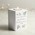 Personalised Christmas Foliage White Tealight Holder | Candles & Reed Diffusers | Christmas Gift