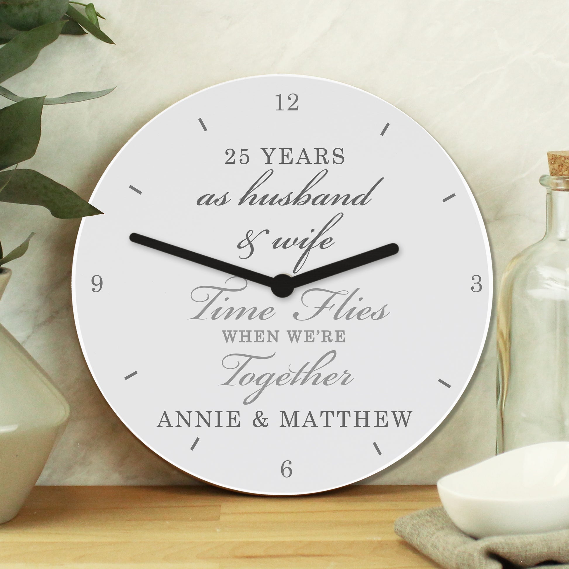 Personalised Anniversary Wooden Clock - Wall Clock - Inspired Creative Gifts