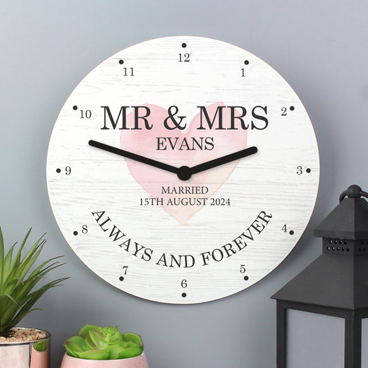 Personalised Couples Wooden Clock - Inspired Creative Gifts