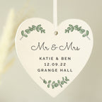 Personalised Botanical Wooden Heart Decoration | Gift for Her