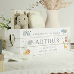 Personalised Safari Animals White Wooden Crate | Storage