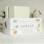 Personalised Safari Animals White Wooden Crate | Storage