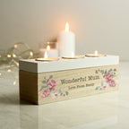 Personalised Floral Watercolour Triple Tealight Box | Candles & Reed Diffusers | Inspired Creative Gifts