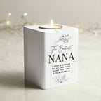 Personalised Floral White Wooden Tea light Holder | Candles & Reed Diffusers | Inspired Creative Gifts