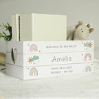 Personalised Pastel Rainbow White Wooden Crate | Storage | Inspired Creative Gifts