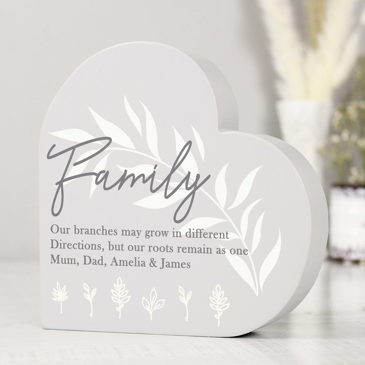 Personalised Leaf Decor Free Standing Heart Ornament | Ornaments | Inspired Creative Gifts