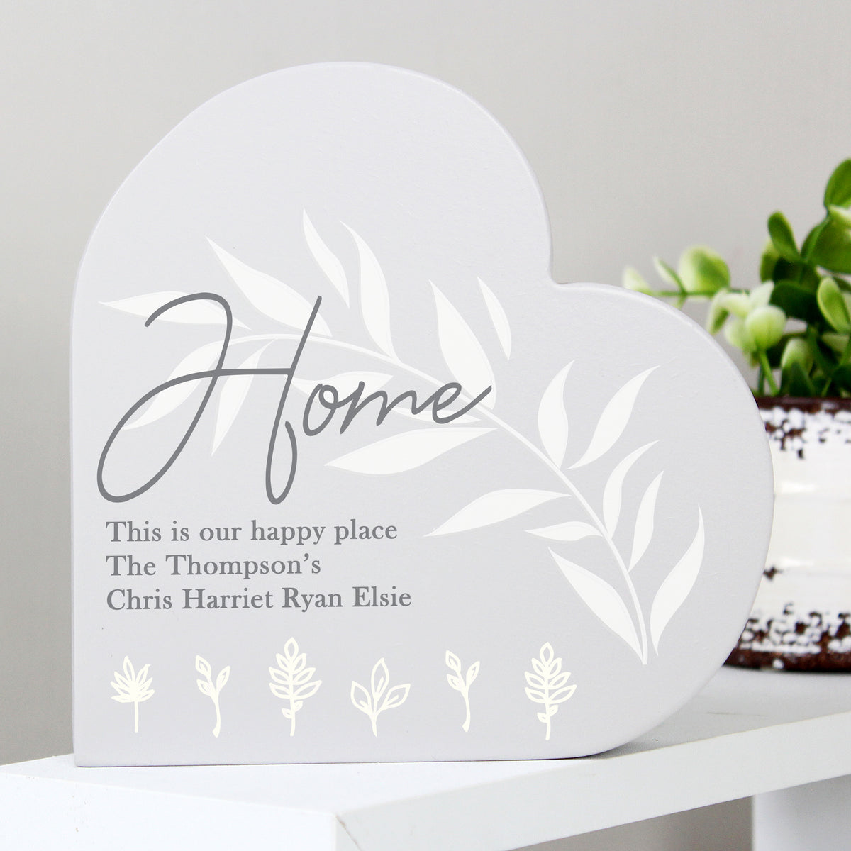 Personalised Leaf Decor Free Standing Heart Ornament | Ornaments | Inspired Creative Gifts