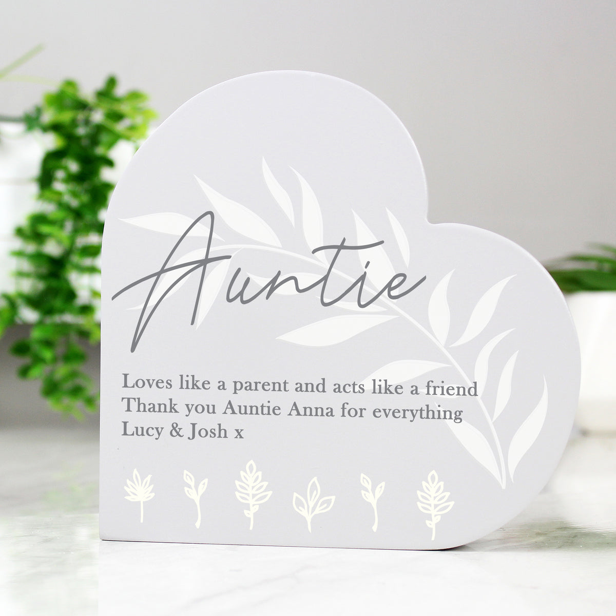 Personalised Leaf Decor Free Standing Heart Ornament | Ornaments | Inspired Creative Gifts