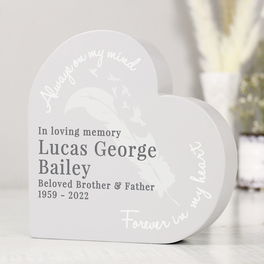 Personalised Feather Free Standing Heart Ornament | Ornaments