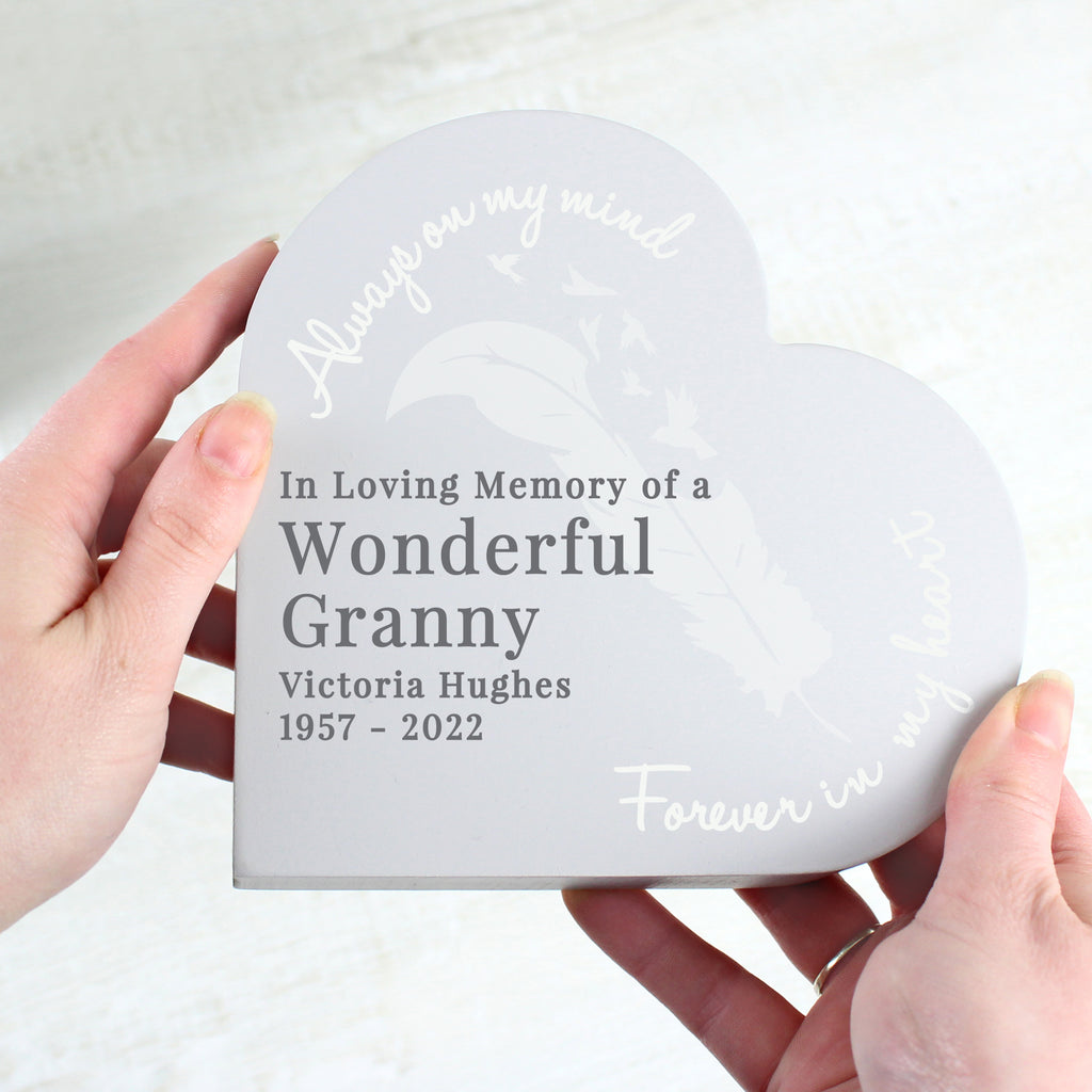 Personalised Feather Free Standing Heart Ornament | Ornaments