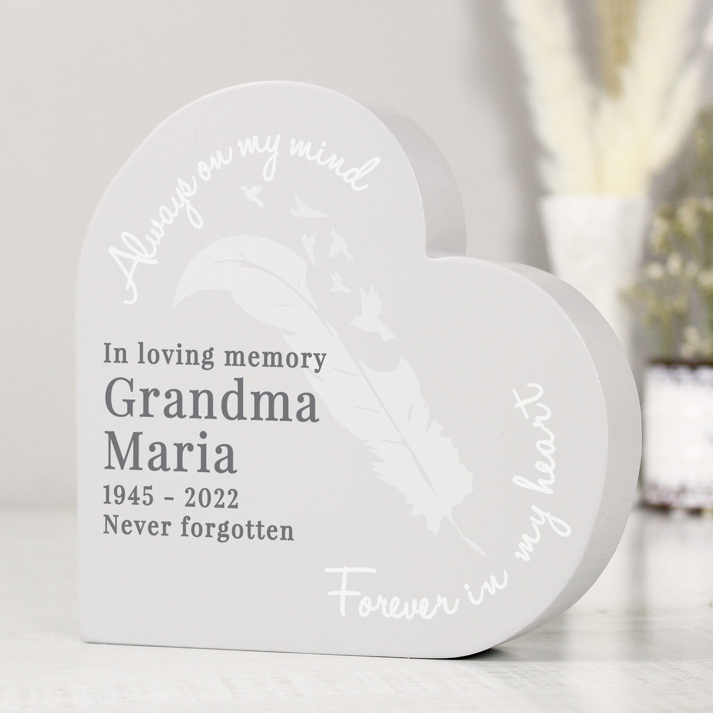 Personalised Feather Free Standing Heart Ornament | Ornaments