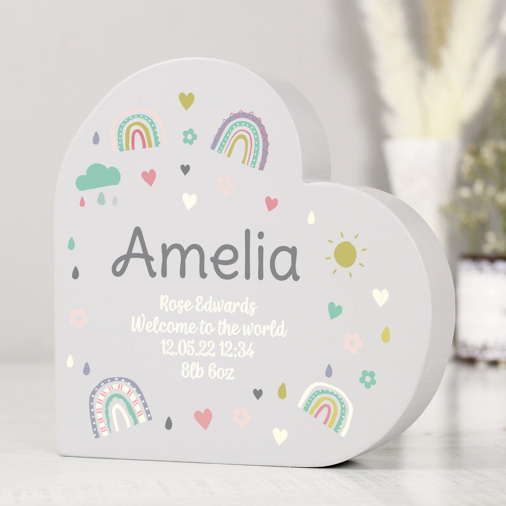 Personalised Rainbow Free Standing Heart ornament | Ornaments | Inspired Creative Gifts