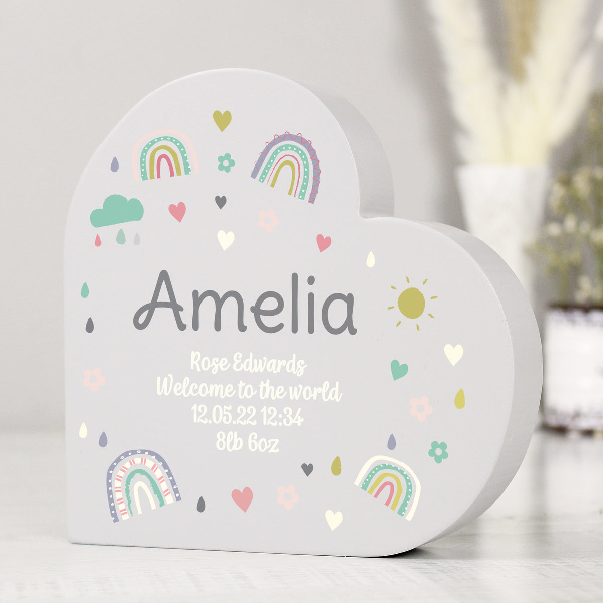Personalised Rainbow Free Standing Heart ornament | Ornaments | Inspired Creative Gifts