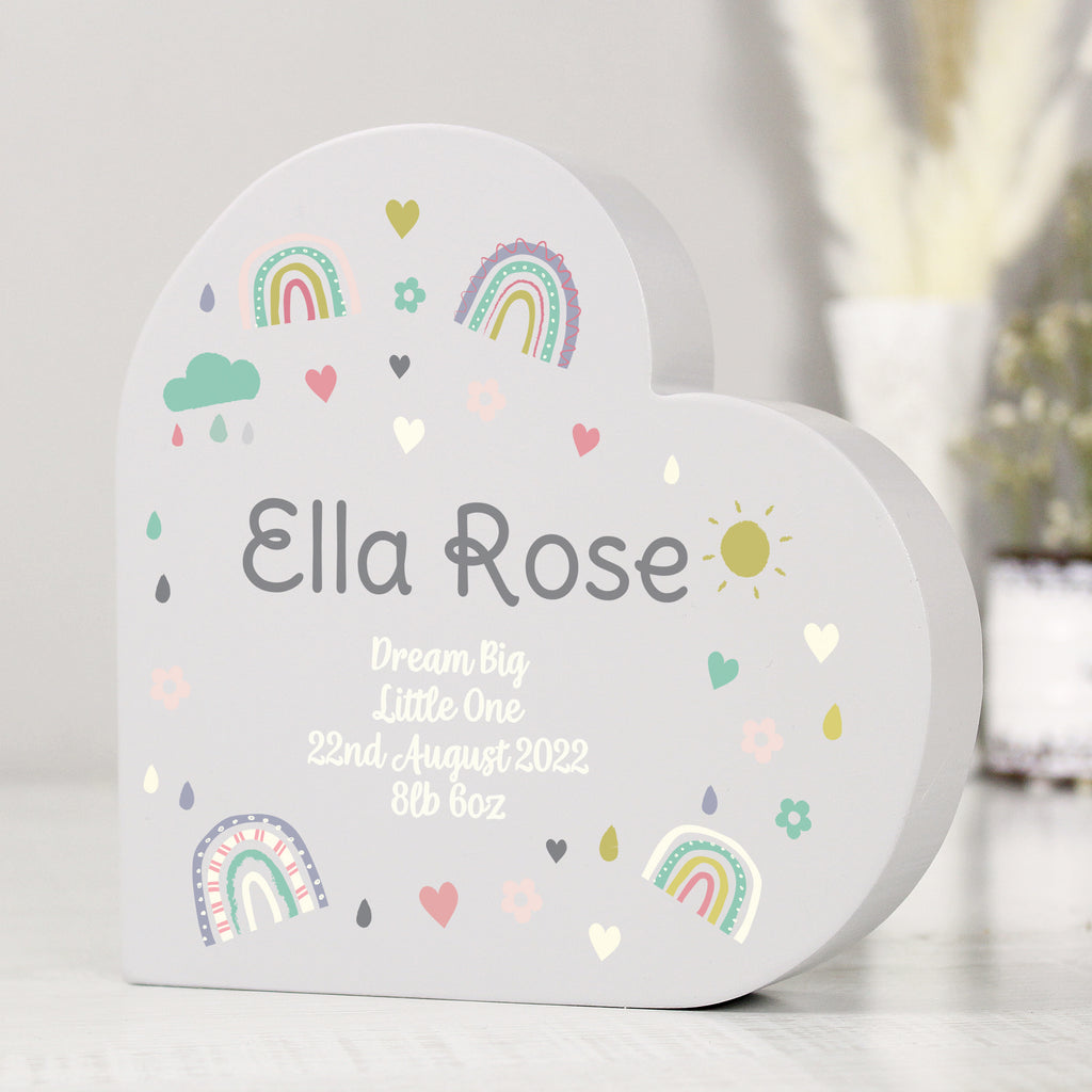 Personalised Rainbow Free Standing Heart ornament | Ornaments | Inspired Creative Gifts