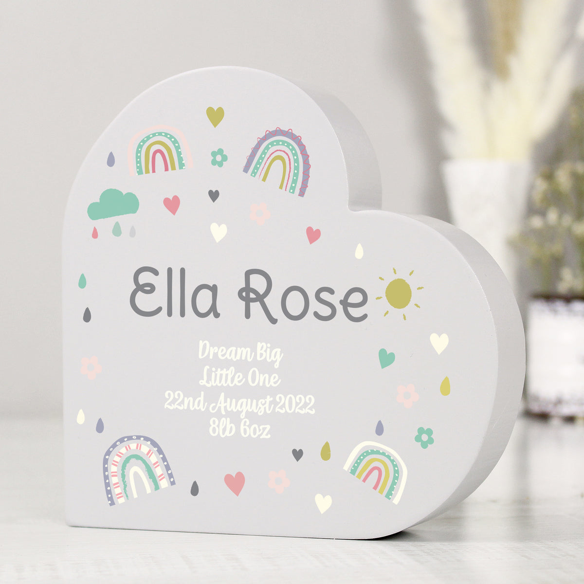 Personalised Rainbow Free Standing Heart ornament | Ornaments | Inspired Creative Gifts