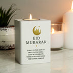 Personalised Eid and Ramadan White Wooden Tea light Holder | Candles & Reed Diffusers