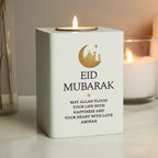 Personalised Eid and Ramadan White Wooden Tea light Holder | Candles & Reed Diffusers