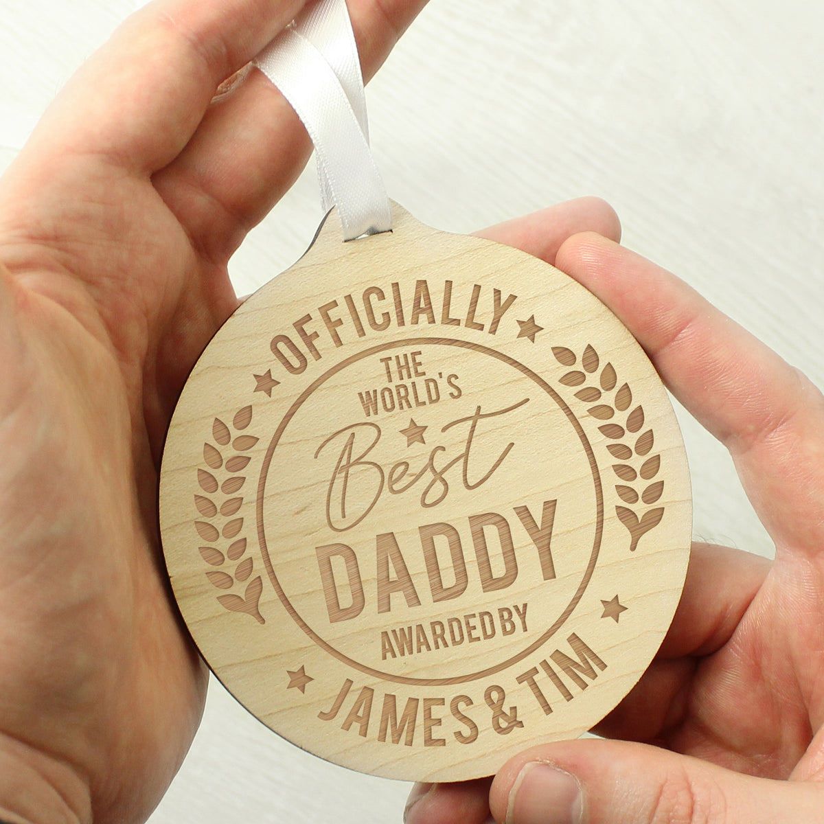 Personalised Officially The Best Round Wooden Medal | Keepsakes