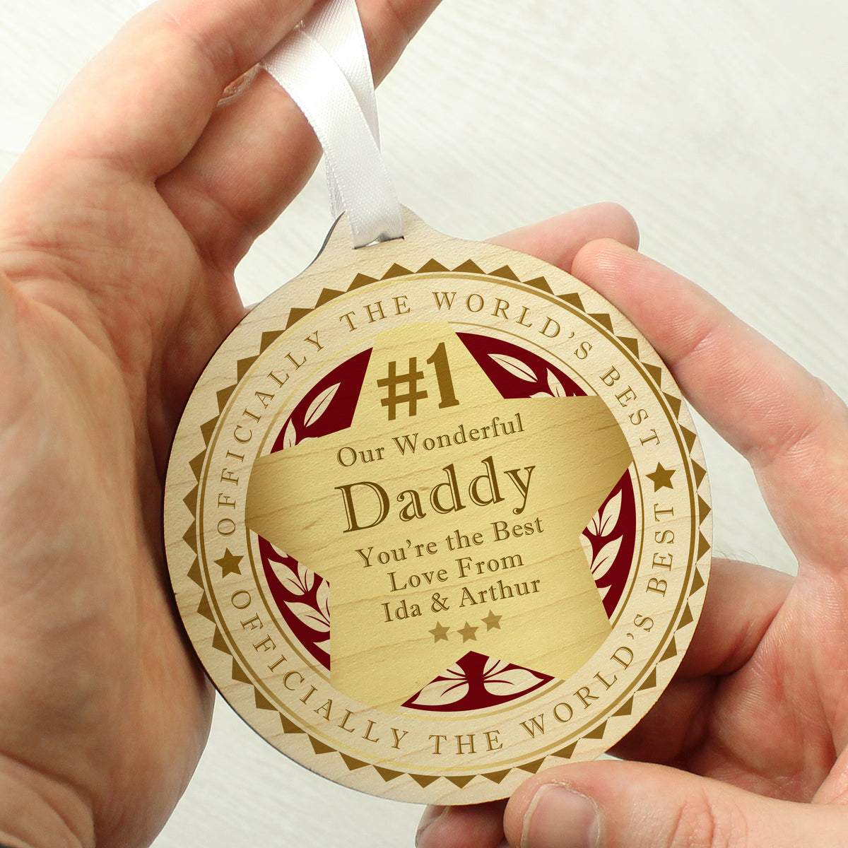Personalised Number 1 Round Wooden Medal | Keepsakes