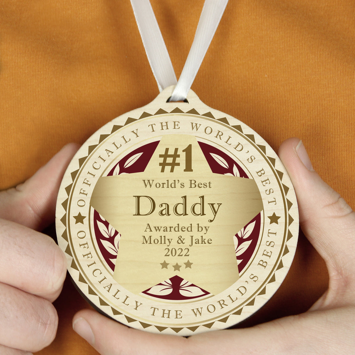 Personalised Number 1 Round Wooden Medal | Keepsakes