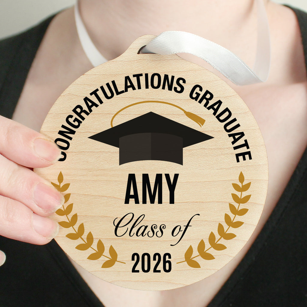 Personalised Graduation Round Wooden Decoration | Keepsakes | Inspired Creative Gifts