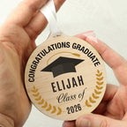 Personalised Graduation Round Wooden Decoration | Keepsakes | Inspired Creative Gifts