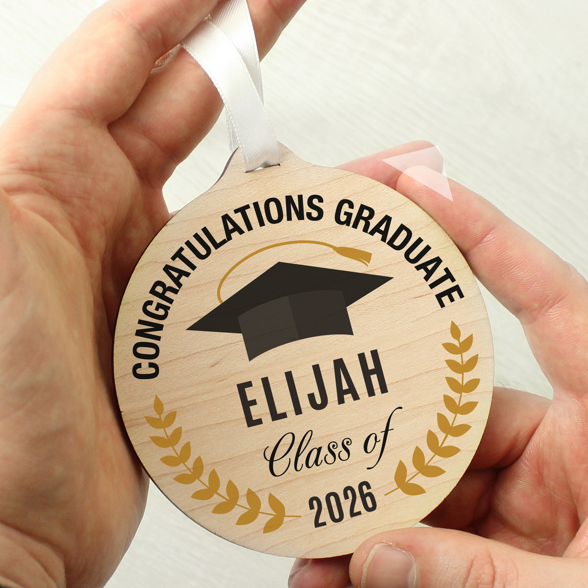 Personalised Graduation Round Wooden Decoration | Keepsakes | Inspired Creative Gifts