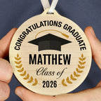 Personalised Graduation Round Wooden Decoration | Keepsakes | Inspired Creative Gifts