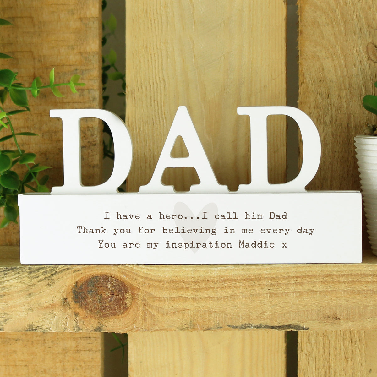 Personalised Free Text Heart Wooden Dad Ornament for Father's Day