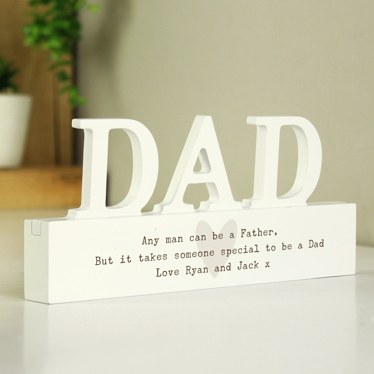 Personalised Free Text Heart Wooden Dad Ornament for Father's Day
