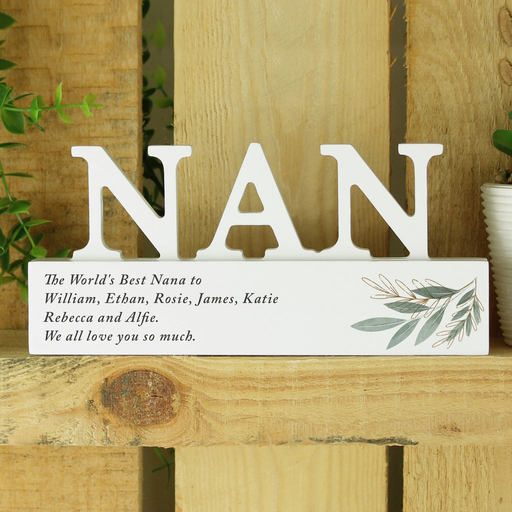 Personalised Botanical Wooden Nan Ornament | Ornaments