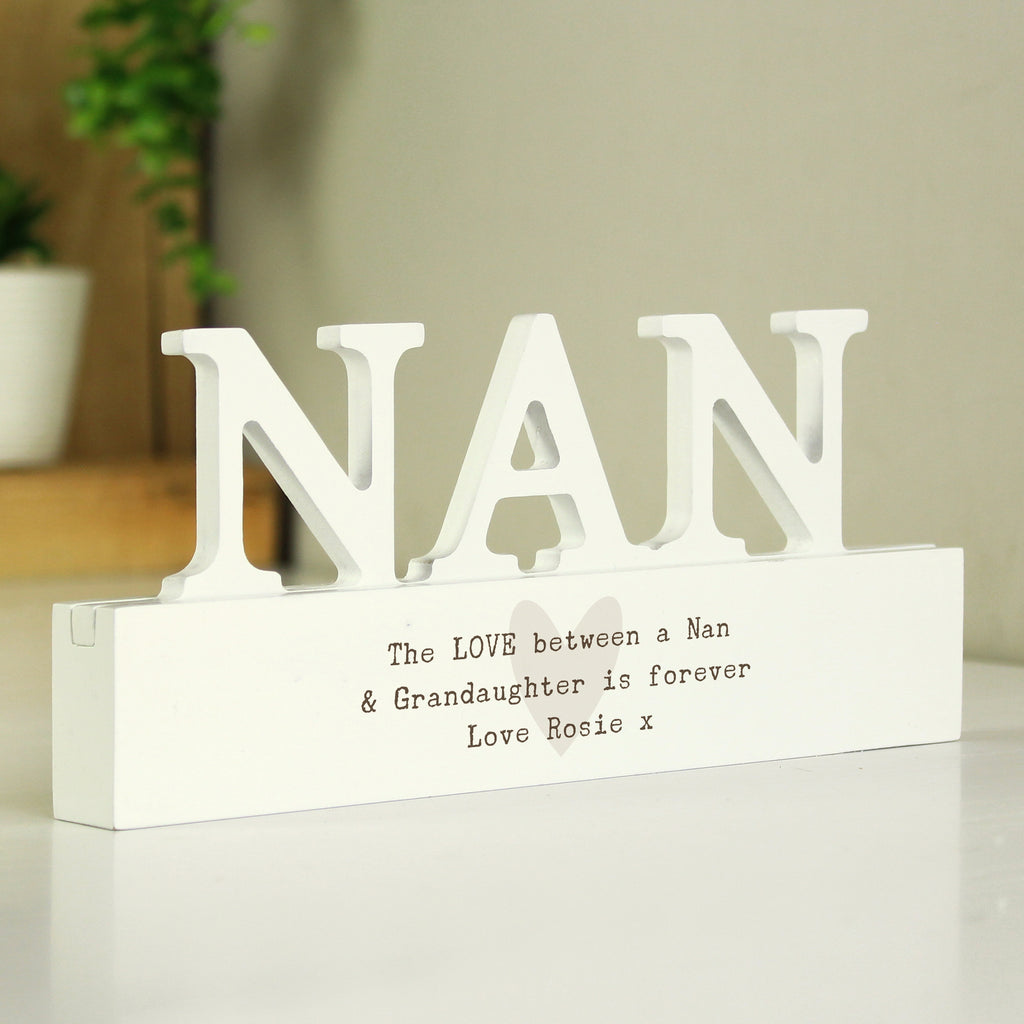 Personalised Free Text Heart Wooden Nan Ornament | Mother's Day Gift
