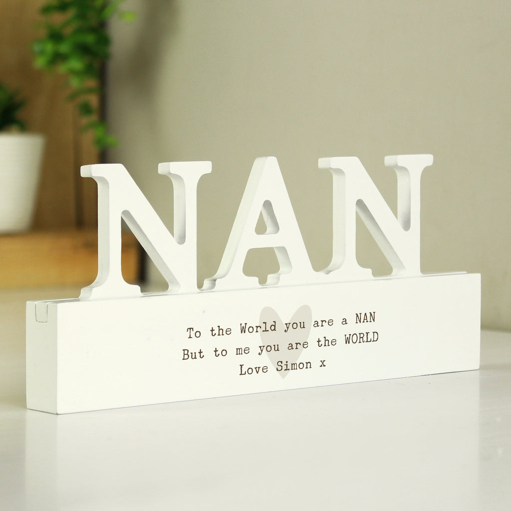 Personalised Free Text Heart Wooden Nan Ornament | Mother's Day Gift