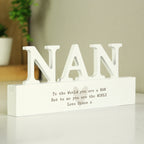 Personalised Free Text Heart Wooden Nan Ornament | Mother's Day Gift