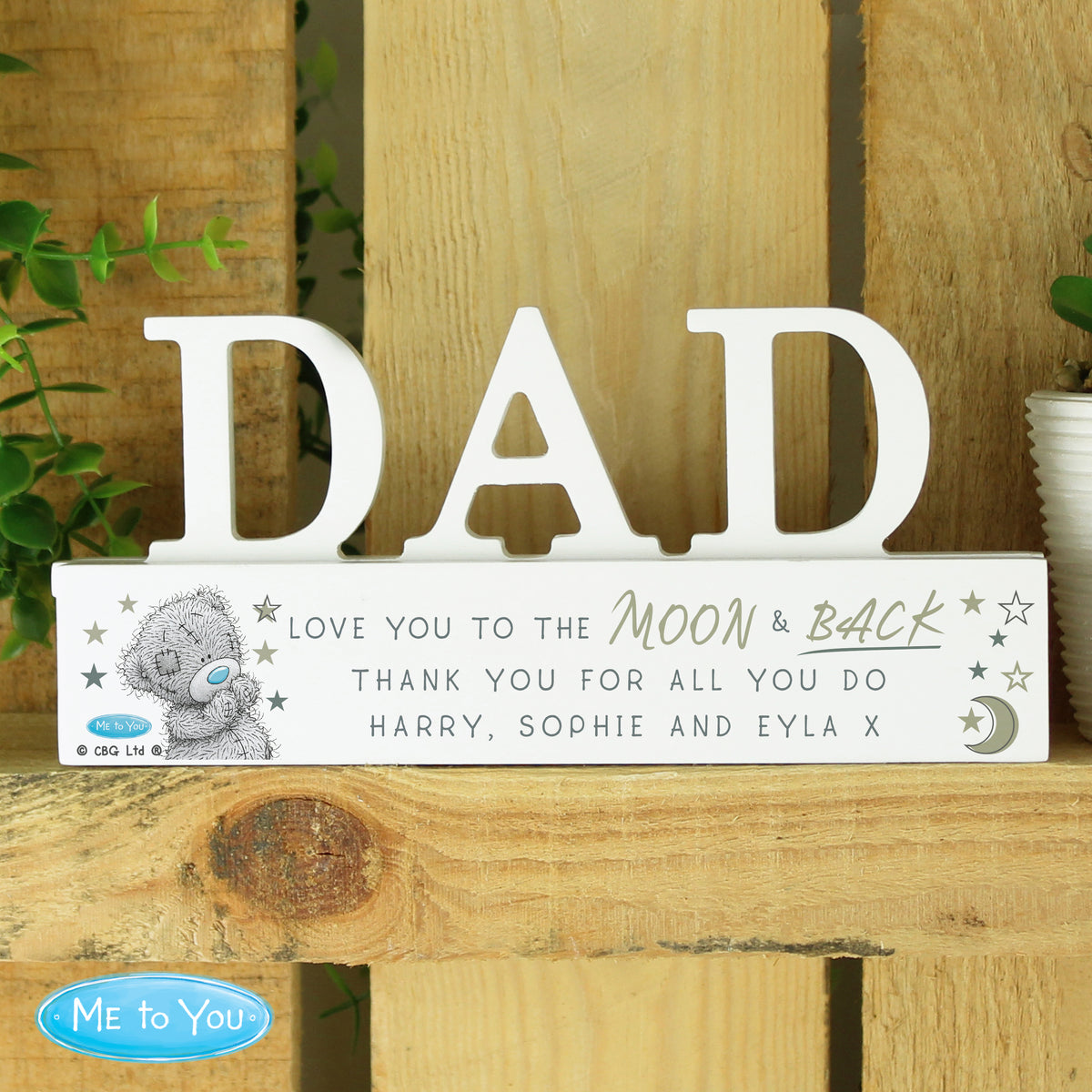 Personalised Me To You Moon and Back Wooden Dad Ornament | Ornaments | Father's Day Gift