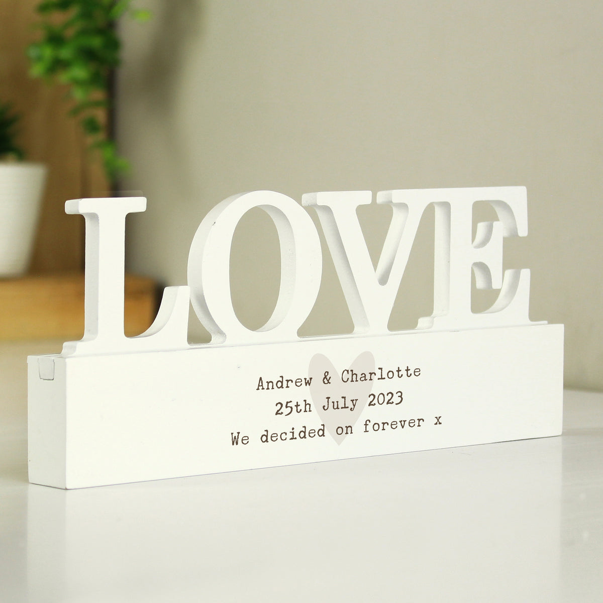 Personalised Free Text Heart Wooden Love Ornament | Ornaments