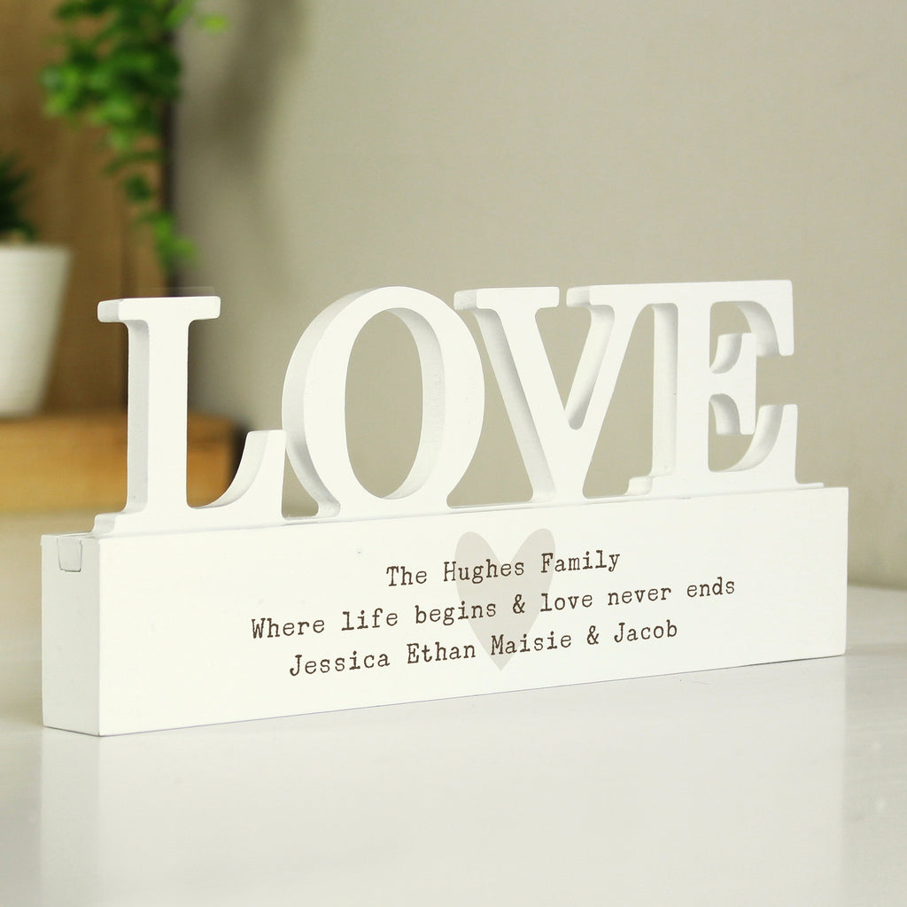 Personalised Free Text Heart Wooden Love Ornament | Ornaments