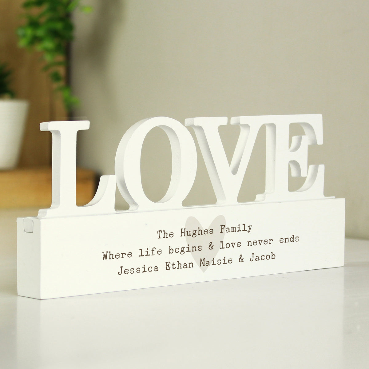 Personalised Free Text Heart Wooden Love Ornament | Ornaments